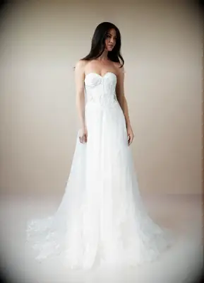 Azazie strapless wedding dress