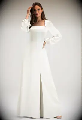 AW Bridal square neck long sleeve wedding dress