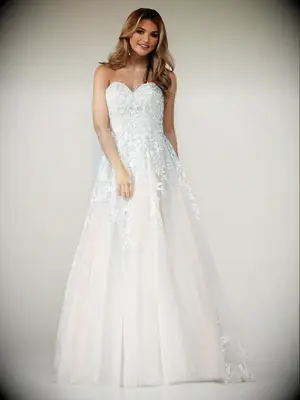 Avery Austin strapless lace wedding dress