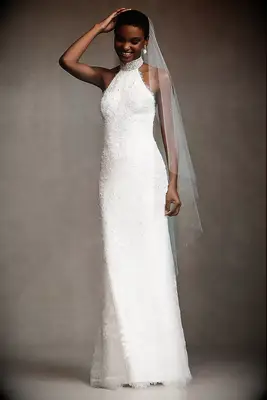 Watters halter neck wedding dress for small bust