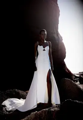 Lillian West fit-and-flare wedding gown for small bust