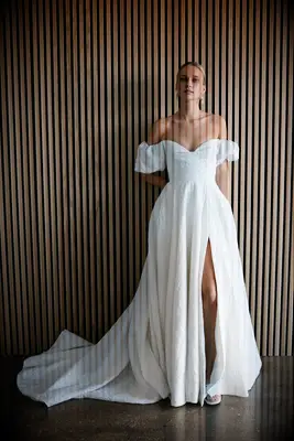 Jenny Yoo off-shoulder wedding dress for small bust