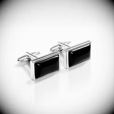 Black and silver cufflinks