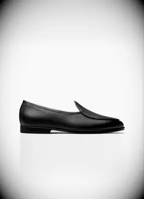 Black leather loafers