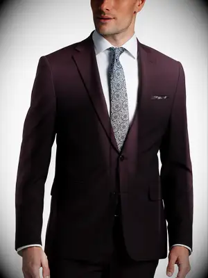 Burgundy suit jacket and trousers