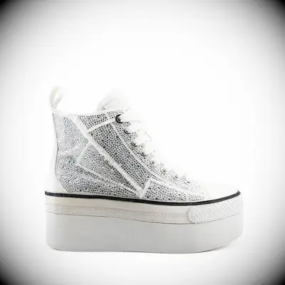 ZIGI white platform sneakers with rhinestones