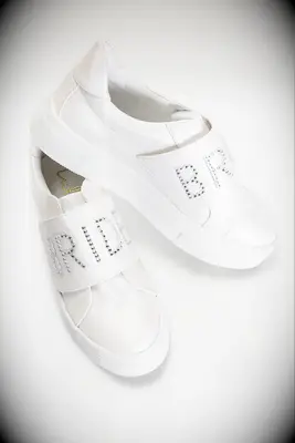 Lulus white Bride rhinestone wedding sneakers