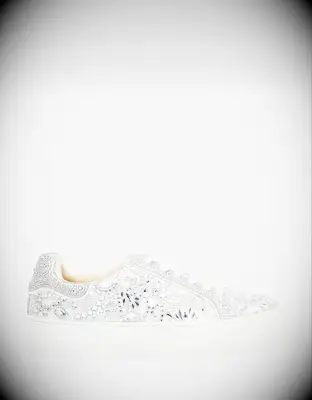 Betsey Johnson white rhinestone wedding sneakers
