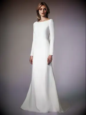 Long sleeve gown with cowl back