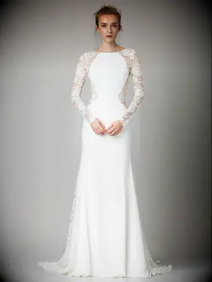 Illusion floral lace long sleeves and side cutouts