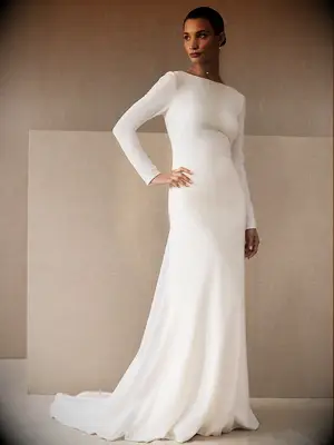 Minimalist long gown with open back