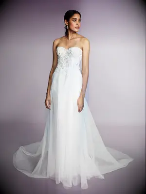 Strapless corset beaded bodice with tulle skirt