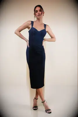 Dark wash denim dress