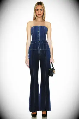 Corset denim jumpsuit