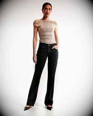 Black straight leg denim jeans