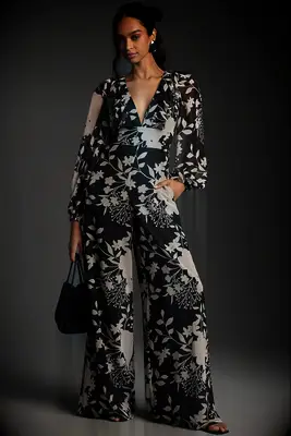 Hutch floral balloon-sleeve wedding guest jumpsuit