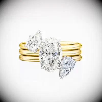 Oval Two Piece Jacket with Pear Side Stones