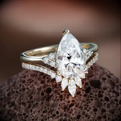 Pear Moissanite Engagement Ring