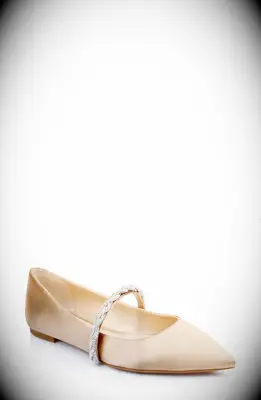 Jewel by Badgley Mischka pointed flats with embellished straps for bridesmaid