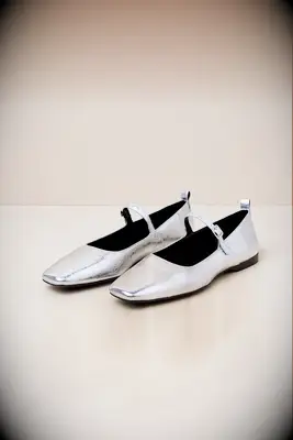 Vagabond Shoemakers silver patent leather wedding guest ballet flats