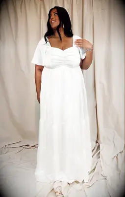 Floor-length layered white dress