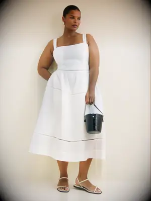 Midi white linen dress