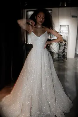 Sparkly fit and flare wedding dress