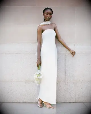 Strapless scarf maxi dress