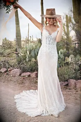 Fit and flare lace wedding dress