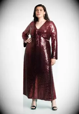 ELOQUII sequin maxi fall plus size wedding guest dress