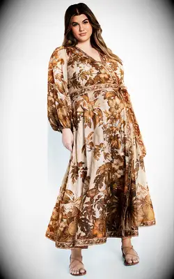 City Chic plus size wrap fall wedding guest dress