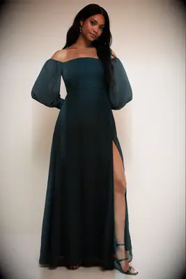 Lulus green off-shoulder fall plus size wedding guest dress