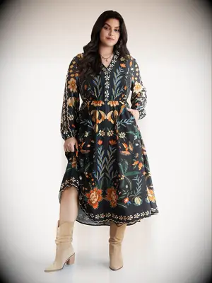 Bloomchic bandana print plus size fall wedding guest dress