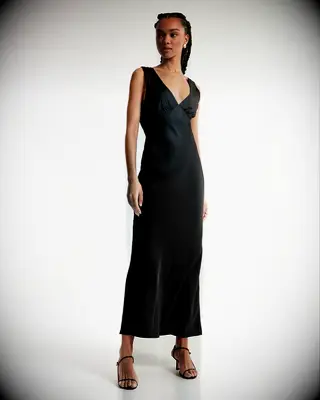 Abercrombie & Fitch black fall outdoor wedding guest dress