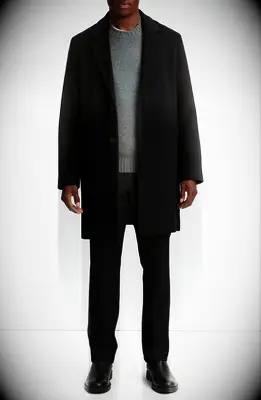 Mens Vince black wool coat for fall wedding guest outfit from Nordstrom
