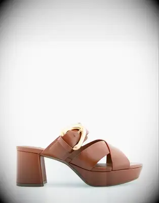 Gingerbread leather platform slide sandal for fall wedding guest outfit from Aerosoles