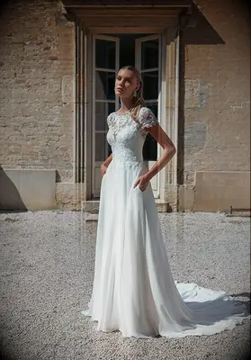 Sincerity Bridal cap sleeve wedding dress for Jewish bride