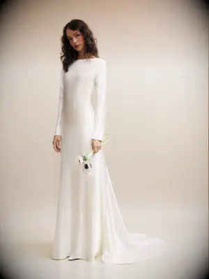 Reformation long sleeve wedding dress for Jewish bride