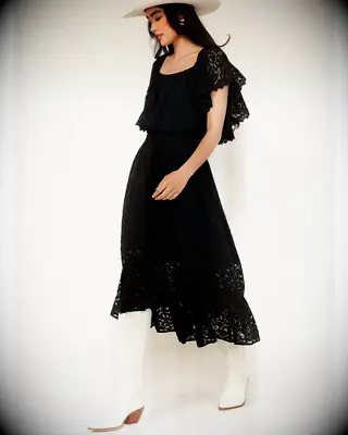 Beyond The Radar black lace Western wedding guest dress