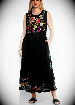 Johnny Was black tank Western wedding guest dress