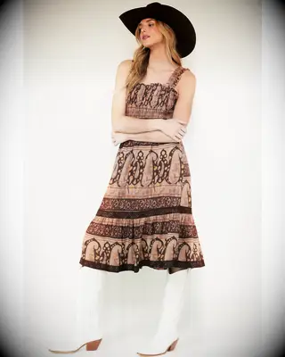 Shyanne Western wedding guest midi dress