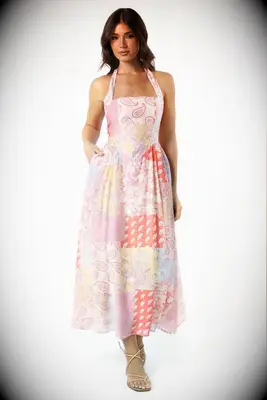 Peta + Pup patchwork western wedding guest dress