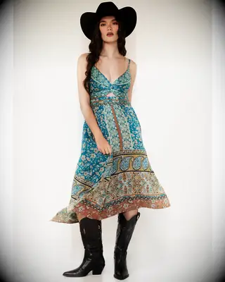 Angie floral Western wedding guest dress