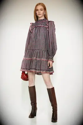 Ulla Johnson gingham mini Western wedding guest dress