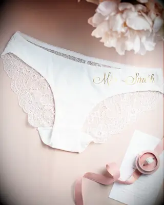 personalized bridal panties with lace