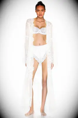 floor-length lace lingerie robe