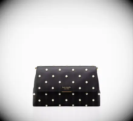 Black clutch with pearl detailing