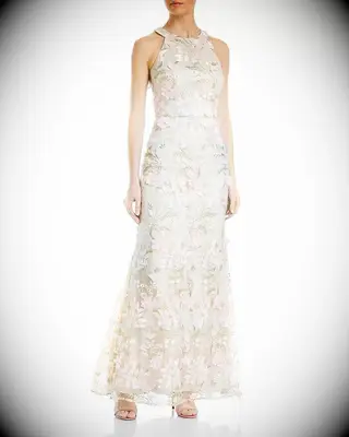 Eliza J floral embroidered boho mother of the bride dress