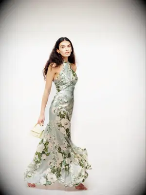 Reformation silk floral mother of the bride boho dress