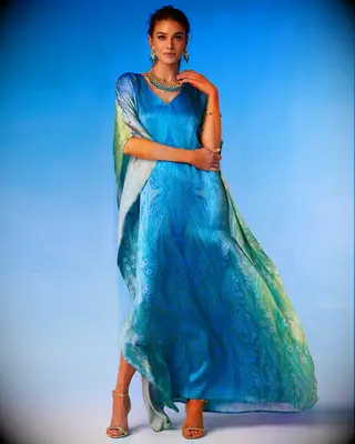 NicoBlu silk caftan boho mother of the bride dress